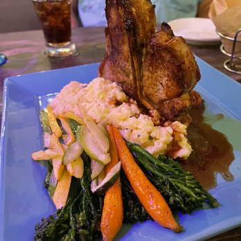 Amfora Mediterranean Restaurant - Veal T-bone with vegetables and polenta absolutely exquisite - Mediterranean Near Me - Estero, Florida Amfora Mediterranean Restaurant - Veal T-bone with vegetables and polenta absolutely exquisite - Mediterranean Near Me - Estero, Florida