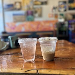 The Loft - (Left) Peach & rose Italian soda!  (Right) Overiced Chai