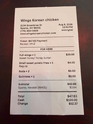 Menu photo 1 Wings Korean Chicken Sparks, NV Menu photo 1 Wings Korean Chicken Sparks, NV