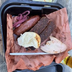 Ribs, sausage, turkey breast