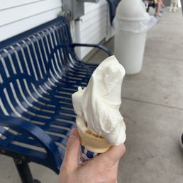 a hand holding an ice cream cone