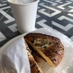 Chorizo Bagel and Latte Chorizo Bagel and Latte