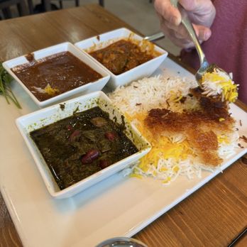 Sadaf Restaurant - Three stew sampler - Persian/Iranian Near Me - Beverly Hills, California Sadaf Restaurant - Three stew sampler - Persian/Iranian Near Me - Beverly Hills, California