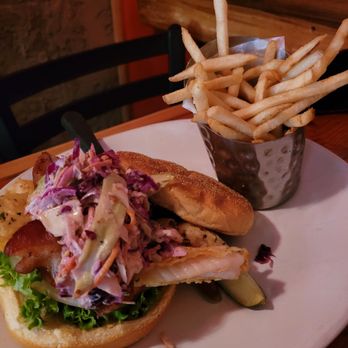 Square Root - Grouper sandwich with fries - American Near Me - Brevard, North Carolina Square Root - Grouper sandwich with fries - American Near Me - Brevard, North Carolina