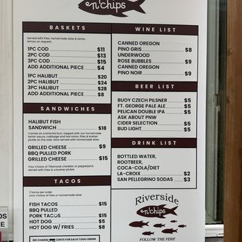 Riverside Fish n' Chips - Menu - Food Trucks Near Me - Nehalem, Oregon