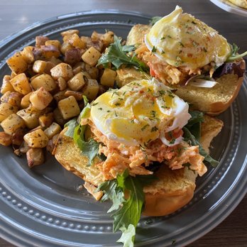 Kaffe Haus - Spicy crab eggs benedict on sweet Puerto Rican bread. - Breakfast & Brunch Near Me - San Juan, Puerto Rico Kaffe Haus - Spicy crab eggs benedict on sweet Puerto Rican bread. - Breakfast & Brunch Near Me - San Juan, Puerto Rico