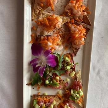 Scott's on Fifth - Wonton Appetizer with tuna and shrimp. I loved the shrimp ones! Both delish. - New American Near Me - Indialantic, Florida Scott's on Fifth - Wonton Appetizer with tuna and shrimp. I loved the shrimp ones! Both delish. - New American Near Me - Indialantic, Florida