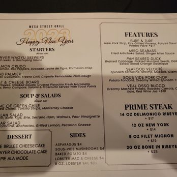 Mesa Street Grill - What the menu looked like after we were seated - New American Near Me - El Paso, Texas Mesa Street Grill - What the menu looked like after we were seated - New American Near Me - El Paso, Texas