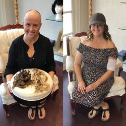 Paula's Wig Boutique - Client brought hair donated by her son and friend. We made this perfect hat wig.
