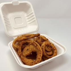 Clouds Pizza - Made from whole Spanish onions, they are a real treat and make for a great snack or appetizer. Served in a bamboo clamshell with wooden for
