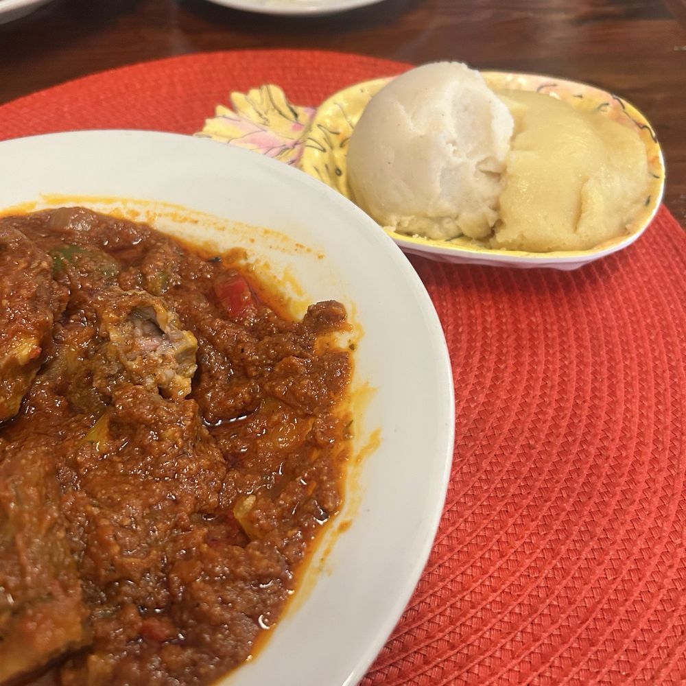 Goat stew with Plantain Fufu Goat stew with Plantain Fufu