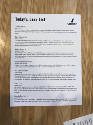 Menu photo 6 Lawrence Beer Co. West Lawrence, KS