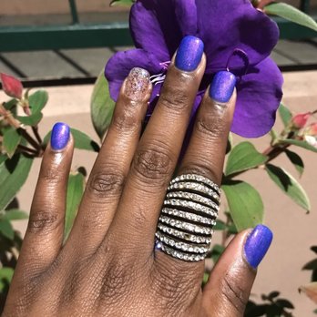 Lavender Nails Spa - Loving this blueish purple color! $40 for a gel acrylic full set. - Nail Salons Near Me - Oakland, California