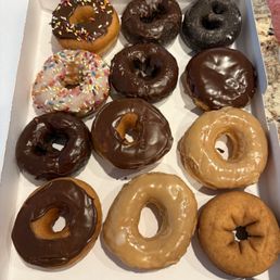 One dozen donuts. Each one hard as a brick.