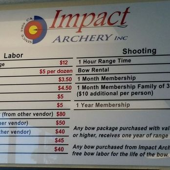 Impact Archery - Pricing - Archery Near Me - Las Vegas, Nevada