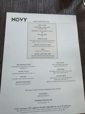 Menu photo 1 NOVY Restaurant San Francisco, CA Menu photo 1 NOVY Restaurant San Francisco, CA