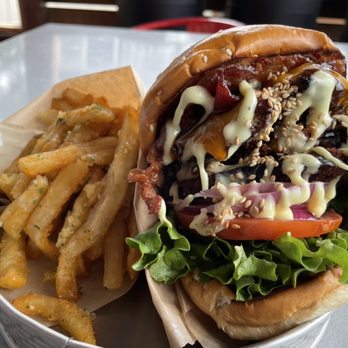 A+ Burger - A+ Burger with garlic fries - Burgers Near Me - Oakland, California