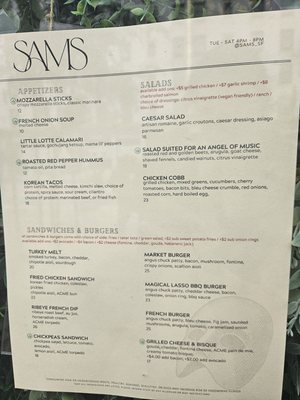 Menu photo 2 SAMS American Eatery San Francisco, CA Menu photo 2 SAMS American Eatery San Francisco, CA