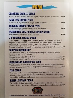 Menu photo 1 Rick's Surf Bar And Restaurant Daytona Beach, FL