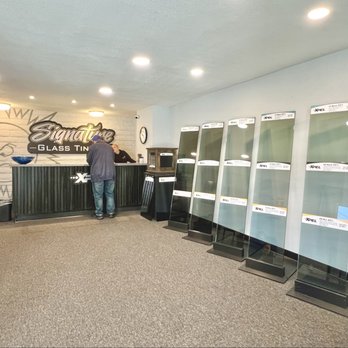 Signature Glass Tinting - XPEL tint shade samples in their showroom. - Car Window Tinting Near Me - Costa Mesa, California Signature Glass Tinting - XPEL tint shade samples in their showroom. - Car Window Tinting Near Me - Costa Mesa, California