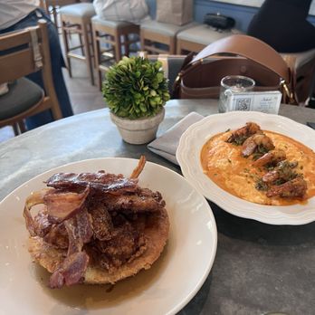 The Southern Gentleman - Skillet cornbread pancake topped with fried chicken , shrimp & grits - Gastropubs Near Me - Atlanta, Georgia The Southern Gentleman - Skillet cornbread pancake topped with fried chicken , shrimp & grits - Gastropubs Near Me - Atlanta, Georgia