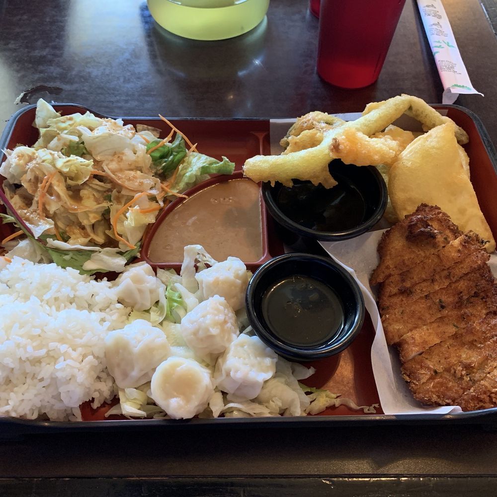 Umi Sushi - 3 item bento with mixed tempura, pork katsu and shumai - Japanese Near Me - El Dorado Hills, California Umi Sushi - 3 item bento with mixed tempura, pork katsu and shumai - Japanese Near Me - El Dorado Hills, California