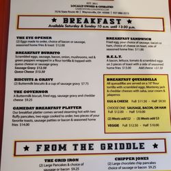 Gameday Grille And Patio - Breakfast menu 1 of 2