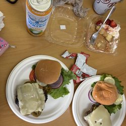Garden Court Cafe - Cheeseburger with jalapeños. Ortega chili cheese sandwich. Strawberry shortcake. Coco water. Diet Dr. Pepper. ALL $20!!!