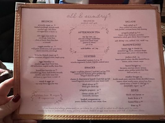 Menu photo 3 All & Sundry New York, NY Menu photo 3 All & Sundry New York, NY