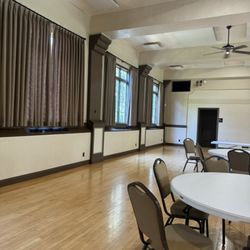 Galindo House And Gardens - Inside the Masonic center. Used this space (with a stage) for the reception.