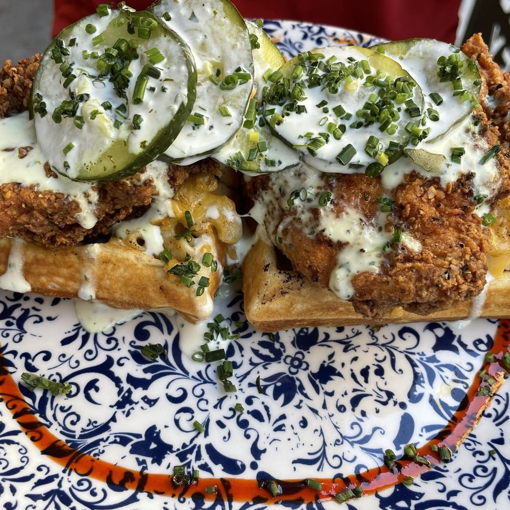 Tupelo Honey Southern Kitchen & Bar - Mac-N-Cheese Waffles w/ Asheville Hot Fried Chicken - Southern Near Me - Pittsburgh, Pennsylvania Tupelo Honey Southern Kitchen & Bar - Mac-N-Cheese Waffles w/ Asheville Hot Fried Chicken - Southern Near Me - Pittsburgh, Pennsylvania
