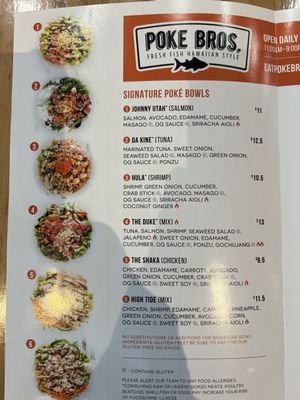 Menu photo 2 Poke Bros. Oakbrook Terrace, IL