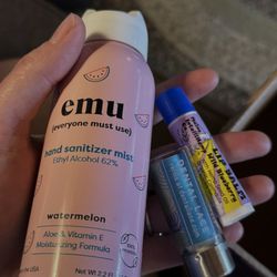 Fare Share Food Cooperative - Watermelon hand sanitizer, refillable dental floss (local Cape Elizabeth, ME), and wild blueberry lip balm from Waterville ME.