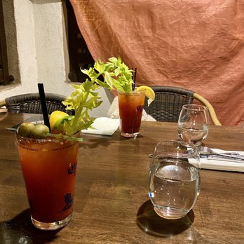 Caruso's Italian Kitchen - a bloody drink and a glass of water - Cocktail Bars Near Me - Tujunga, California
