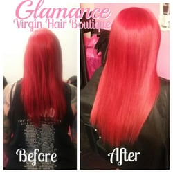 Glamance Virgin Hair Boutique - Seamless microlink install adding fullness and length in bold, cherry red by Shelley