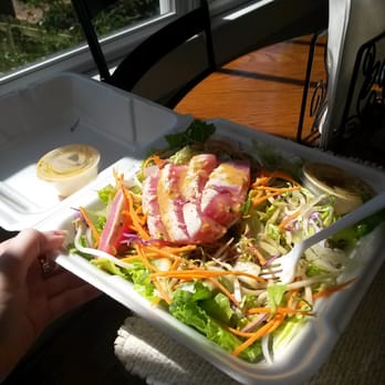 The Hungry Peach - Seared Ahi Tuna salad with peanut cilantro dressing, sesame seeds and two kinds of cabbage. Nine thumbs up. - Caterers Near Me - Atlanta, Georgia The Hungry Peach - Seared Ahi Tuna salad with peanut cilantro dressing, sesame seeds and two kinds of cabbage. Nine thumbs up. - Caterers Near Me - Atlanta, Georgia