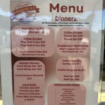 Bankhead Mississippi Style Cooking - Menu - Southern Near Me - Spring Valley, California Bankhead Mississippi Style Cooking - Menu - Southern Near Me - Spring Valley, California