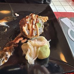 Wokame Island Sushi Bar and Restaurant - What's left of shrimp tempura roll. We were hungry!