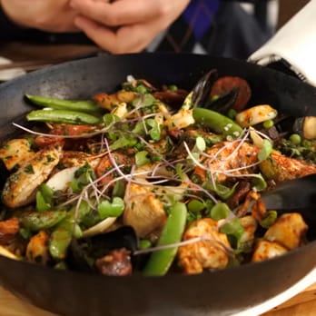 Tapagria Spanish Tapas - Paella de Tapagria (shrimp, chorizo, hen, mussels, jamon, octopus, peas) - $45 - Spanish Near Me - Markham, Ontario Tapagria Spanish Tapas - Paella de Tapagria (shrimp, chorizo, hen, mussels, jamon, octopus, peas) - $45 - Spanish Near Me - Markham, Ontario