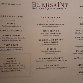 Herbsaint - Menu - French Near Me - New Orleans, Louisiana Herbsaint - Menu - French Near Me - New Orleans, Louisiana