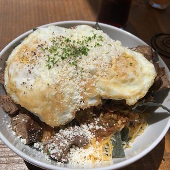The Third Place Global Eatery - Chilaquiles with beef cubes - Coffee & Tea Near Me - Clovis, California