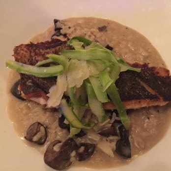 801 Fish - Pan seared sea bass in pickled mushroom risotto. - Seafood Near Me - Clayton, Missouri