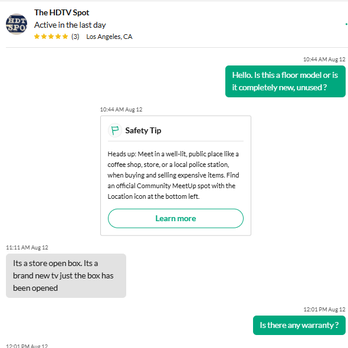 The HDTV Spot - Original message asking about the specific condition of the TV. - Electronics Near Me - Van Nuys, California The HDTV Spot - Original message asking about the specific condition of the TV. - Electronics Near Me - Van Nuys, California