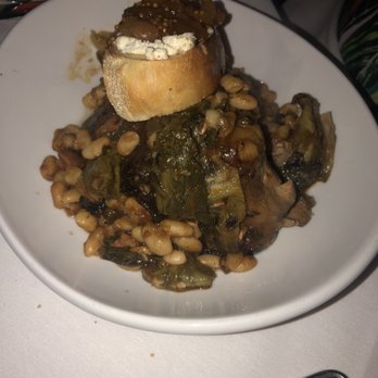 Rosalie's Cucina - ARROSTO DI MAIALE CON ESCAROLE, MOSTARDO DI PERA.   Slow-roasted pork with braised escarole, cannellini beans and goat cheese crostini - Italian Near Me - Skaneateles, New York