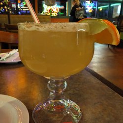 Camino Real Mexican Seafood - House lime margarita - not sure why it's orange, but tastes kinda like water either way