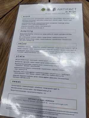 Menu photo 7 Artifact At Mingei San Diego, CA