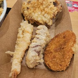 Potato Croquette, Sausage Tempura, Shrimp Tempura, Cheese Tempura, and Chicken! Potato Croquette, Sausage Tempura, Shrimp Tempura, Cheese Tempura, and Chicken!