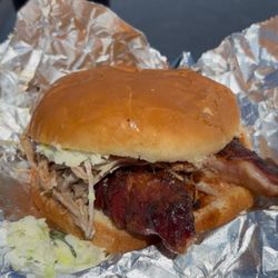 Hog Wild Barbeque - Off the menu Pork Steak and pulled Pork Sandwich. Only available on Thursday