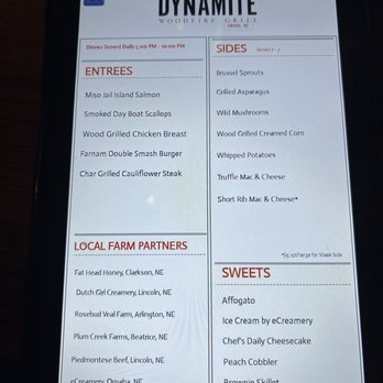 Dynamite Woodfire Grill - Menu - American Near Me - Omaha, Nebraska
