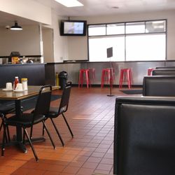 Kirk's Nebraskaland Restaurant - The inside of the place. As you can see, it has a diner look to it. The 6 customers are off frame to the left
